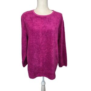 Hot Cotton By Marc Ware Sweater Medium‎ 100% Cotton Pink Terry Cloth Pullover